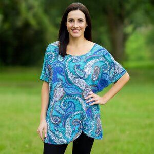 Ruby Rd. Paisley Print Blouse Top | Size M | Multicolor 3/4 Sleeve